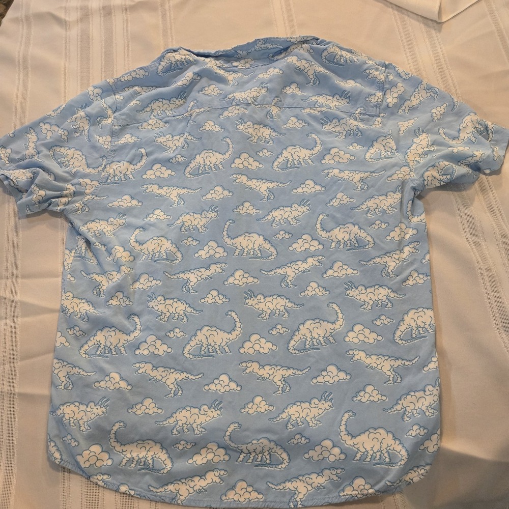 Earthbound Trading Company Shirt Adult Mens Large Blue Dinosaur Cloud - Picture 8 of 8